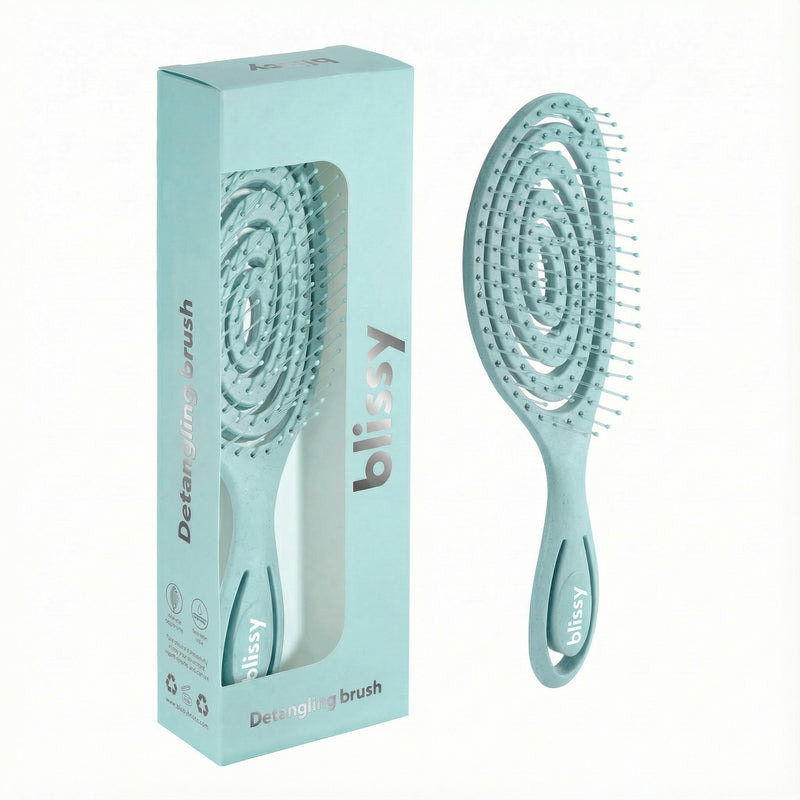 Blissy Blue Blissy Detangling Brush – 22 Momme Mulberry Silk, 100% Silk