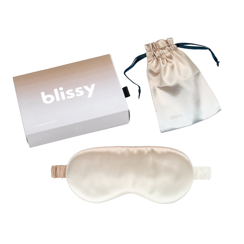 Blissy Champagne Ombre Sleep Mask – 22 Momme Mulberry Silk, 100% Silk