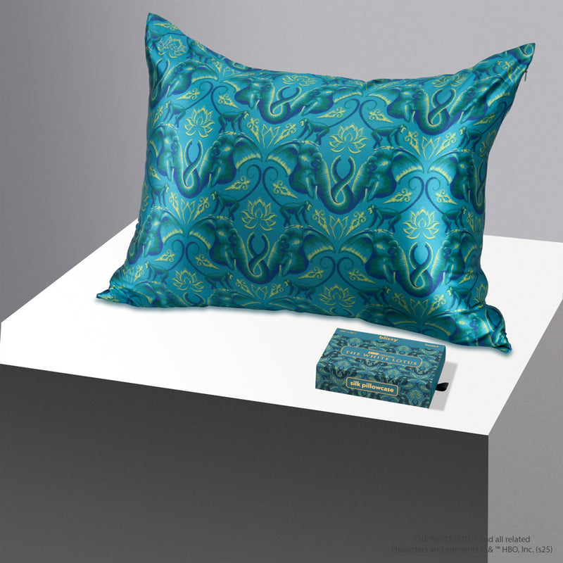Blissy King White Lotus Pillowcase – 22 Momme Mulberry Silk, 100% Silk