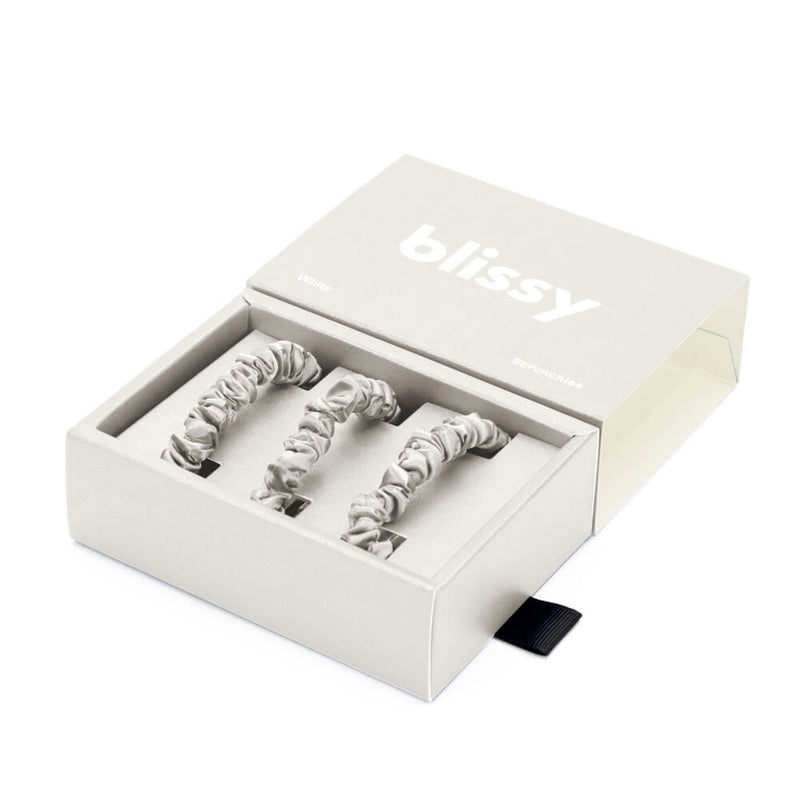 100% Mulberry Silk Hair Ties Blissy Silk Skinny Scrunchies (3-Pack) – Blissy Premium Silk