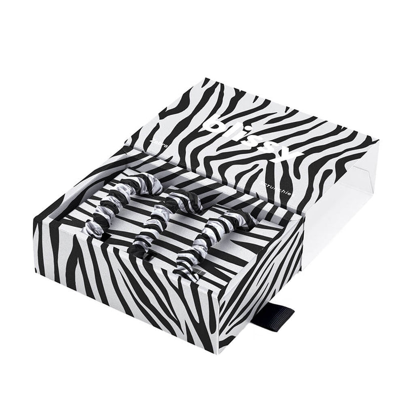 Blissy Zebra Blissy Skinny Scrunchies – 22 Momme Mulberry Silk, 100% Silk