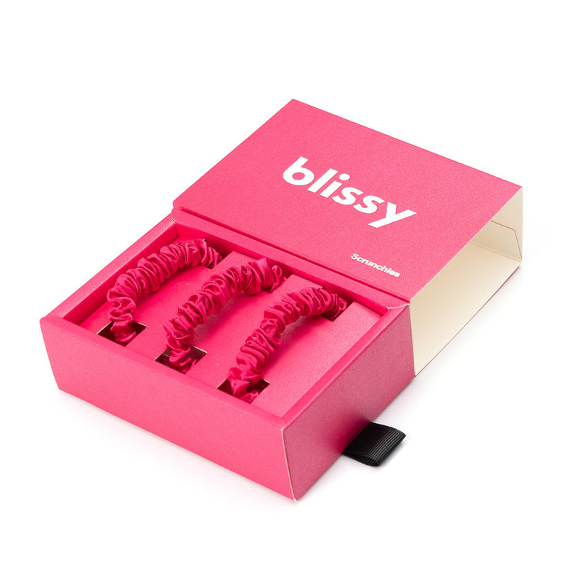 Blissy Hibiscus Blissy Skinny Scrunchies – 22 Momme Mulberry Silk, 100% Silk