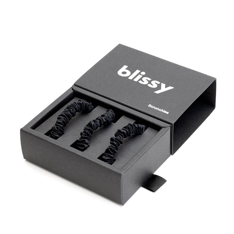 Blissy 100% Mulberry Silk Hair Ties Blissy Silk Skinny Scrunchies (3-Pack) Lifestyle – Mulberry Silk