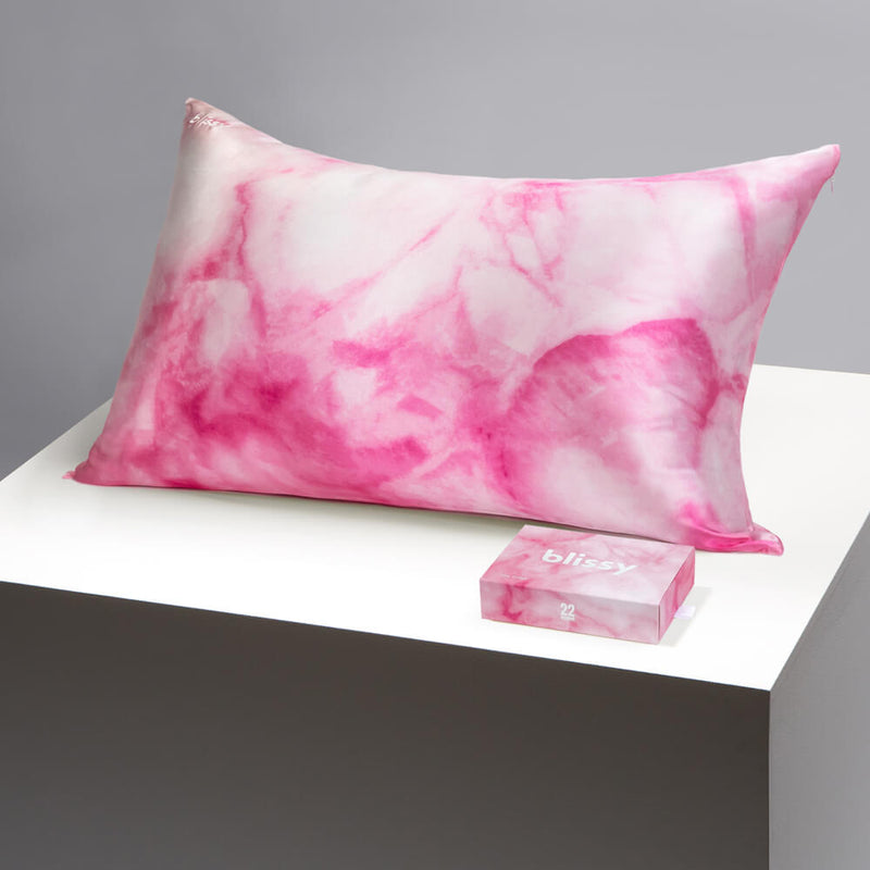 Blissy King Pink Tie-Dye Pillowcase – 22 Momme Mulberry Silk, 100% Silk