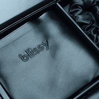 Blissy Ash Blue Silk Blissy Dream Set Detail – Queen