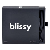 Black Blissy Halo Bonnet Close-Up – Blissy 22 Momme Silk