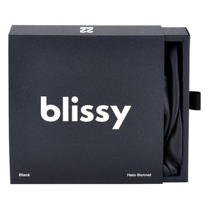 Black Blissy Halo Bonnet Close-Up – Blissy 22 Momme Silk