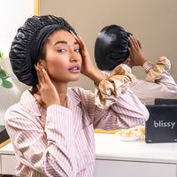Black Blissy Halo Bonnet – Blissy Premium Silk