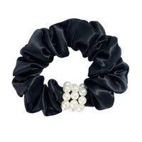 Blissy Mulberry Silk Blissy Petite Pearl Scrunchies – Black