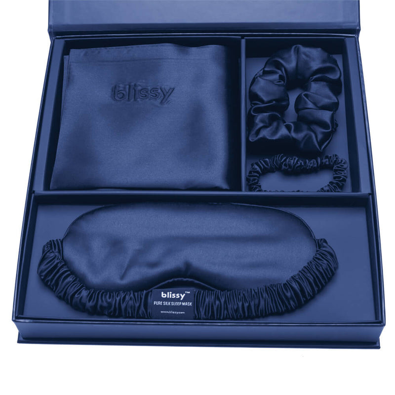 Blissy Blue Silk Blissy Dream Set Detail – King