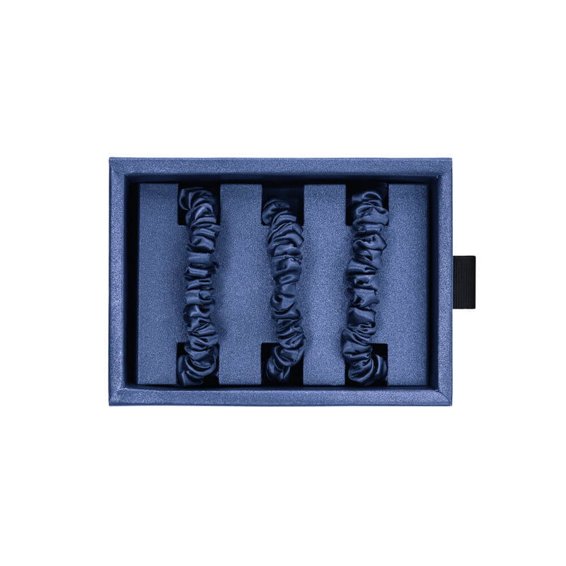 Blissy Blue Silk Blissy Skinny Scrunchies Detail –