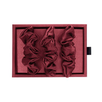 Burgundy Blissy Scrunchies Close-Up – Blissy 22 Momme Silk