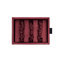 Burgundy Blissy Skinny Scrunchies Close-Up – Blissy 22 Momme Silk