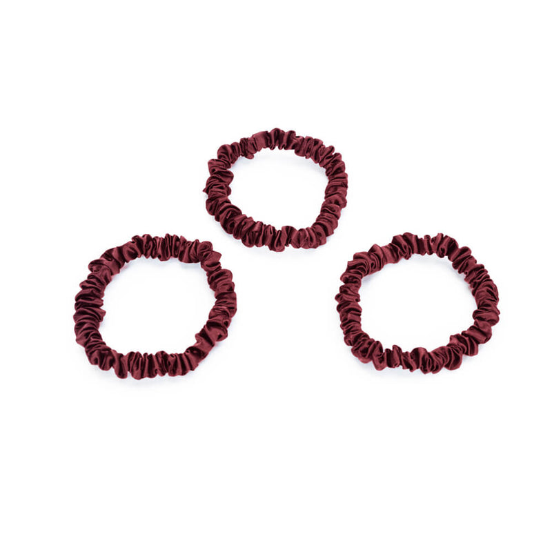 Blissy Burgundy Silk Blissy Skinny Scrunchies Detail –