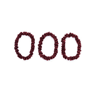Blissy Mulberry Silk Blissy Skinny Scrunchies – Burgundy