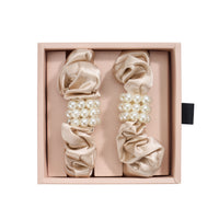 Blissy Mulberry Silk Blissy Petite Pearl Scrunchies – Champagne