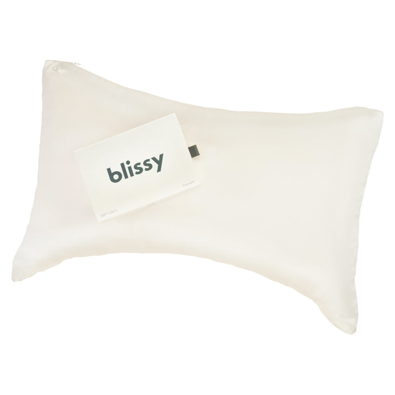 Blissy White Silk Crescent Pillowcase Detail – Queen