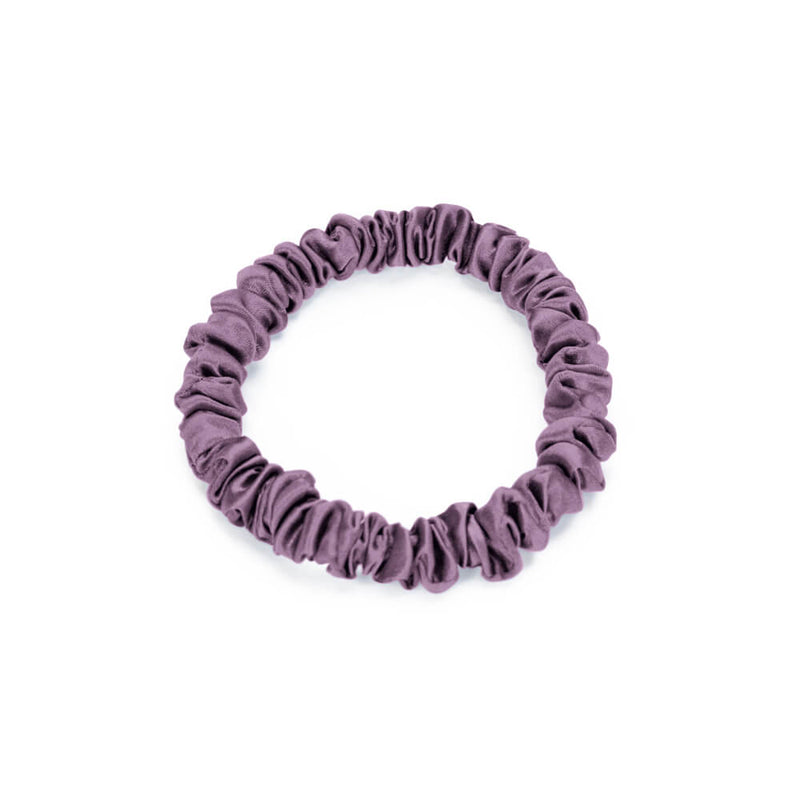 Lavender Blissy Skinny Scrunchies Close-Up – Blissy 22 Momme Silk