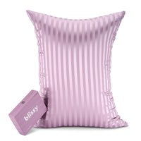 Blissy Lavender Striped Silk Pillowcase Detail – Standard