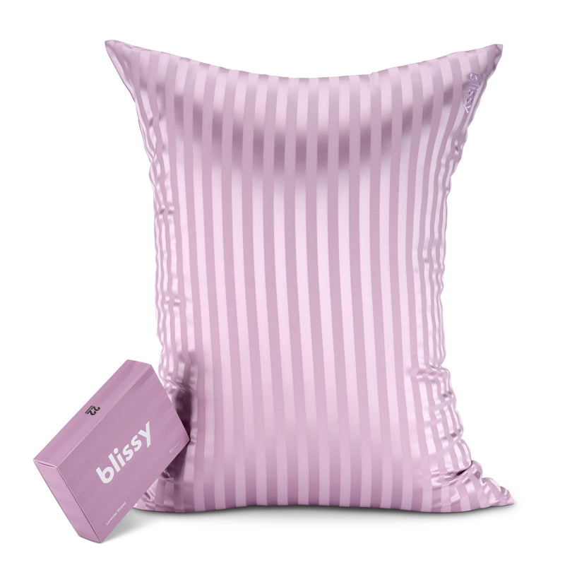 Blissy Lavender Striped Silk Pillowcase Detail – Standard