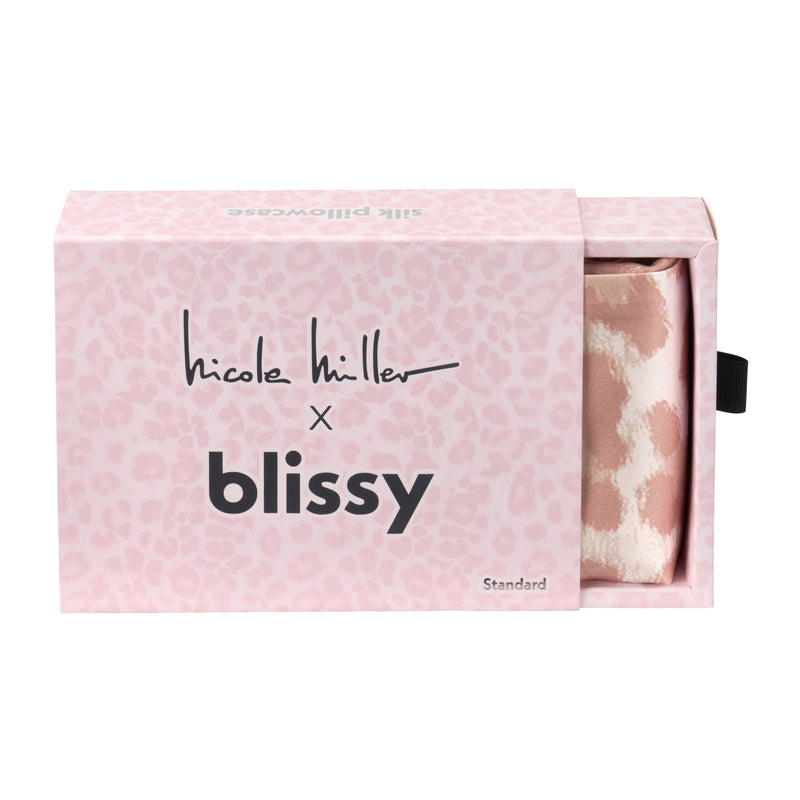 Mauve Cheetah Pillowcase Close-Up – Blissy 22 Momme Silk
