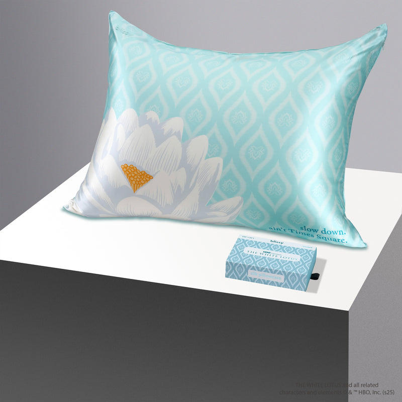 Pillowcase - White Lotus - Paradise Lotus - Standard - Blissy King White Lotus Pillowcase – 22 Momme Mulberry Silk, 100% Silk