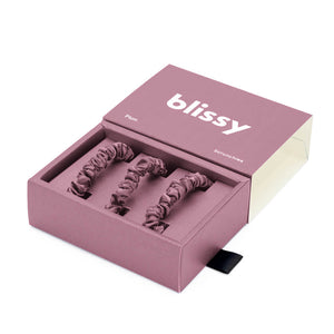Blissy Plum Blissy Skinny Scrunchies – 22 Momme Mulberry Silk, 100% Silk
