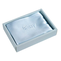 Blissy Queen Sky Blue Pillowcase Lifestyle – Mulberry Silk