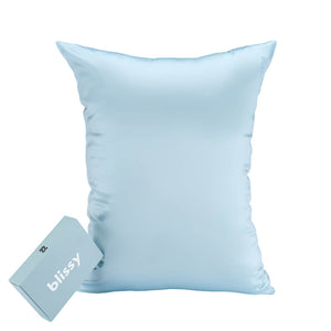 Sky Blue Pillowcase Close-Up – Blissy 22 Momme Silk
