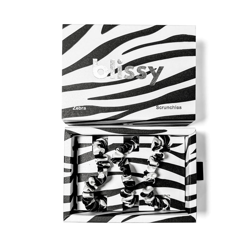 Blissy Zebra Blissy Skinny Scrunchies Lifestyle – Mulberry Silk