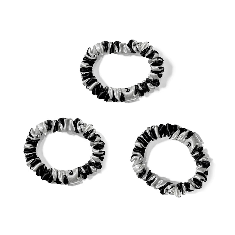 Zebra Blissy Skinny Scrunchies Close-Up – Blissy 22 Momme Silk