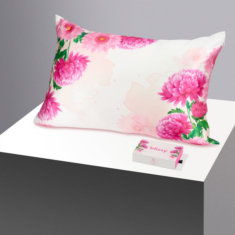 Blissy Queen Zodiac Flower Pillowcase – 22 Momme Mulberry Silk, 100% Silk