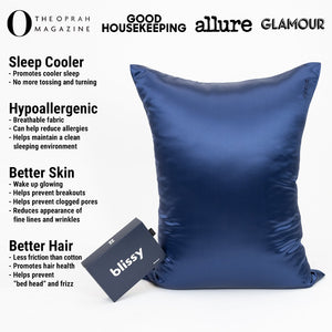 Blue Mulberry Silk Pillowcase – Blissy King