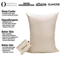 Champagne Striped Mulberry Silk Pillowcase – Blissy Queen