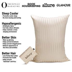 Champagne Striped Mulberry Silk Pillowcase – Blissy Queen