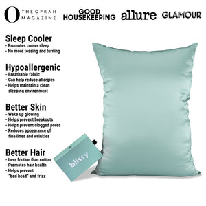 Mint Mulberry Silk Pillowcase – Blissy Queen