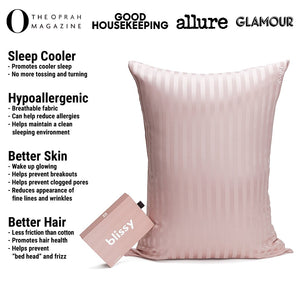 Pink Striped Mulberry Silk Pillowcase – Blissy Queen