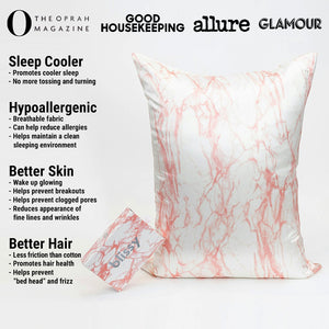 Rose White Marble Mulberry Silk Pillowcase – Blissy Queen
