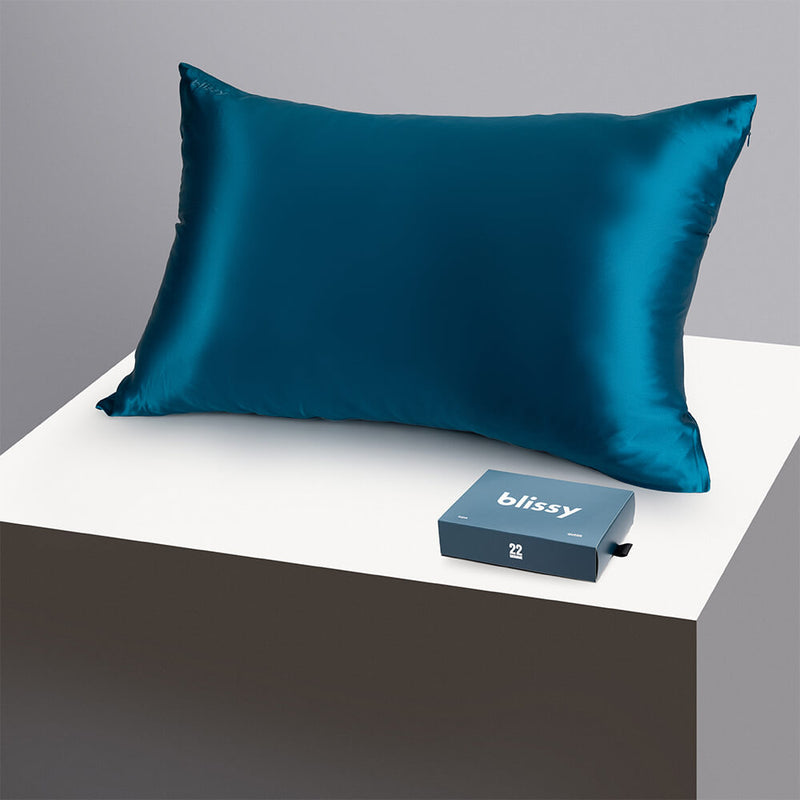 Pillowcase - Aqua - King - Blissy King Aqua Pillowcase – 22 Momme Mulberry Silk, 100% Silk