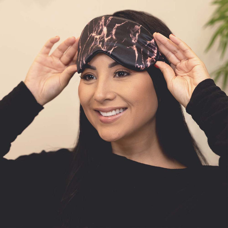 Rose Black Marble Mulberry Silk Sleep Mask – Blissy