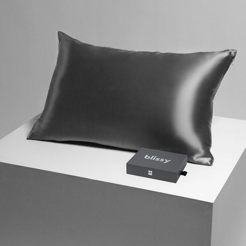 Pillowcase - Grey - Queen - Blissy Queen Grey Pillowcase – 22 Momme Mulberry Silk, 100% Silk