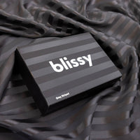 Blissy Grey Striped Silk Pillowcase Detail – Queen