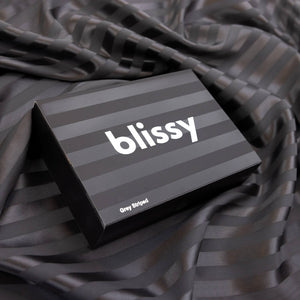 Blissy Grey Striped Silk Pillowcase Detail – Queen