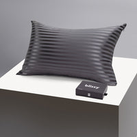 Blissy Queen Grey Striped Pillowcase – 22 Momme Mulberry Silk, 100% Silk