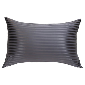 Blissy Grey Striped Silk Pillowcase Detail – Queen