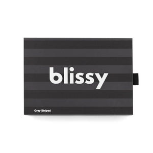 Blissy Queen Grey Striped Pillowcase Lifestyle – Mulberry Silk