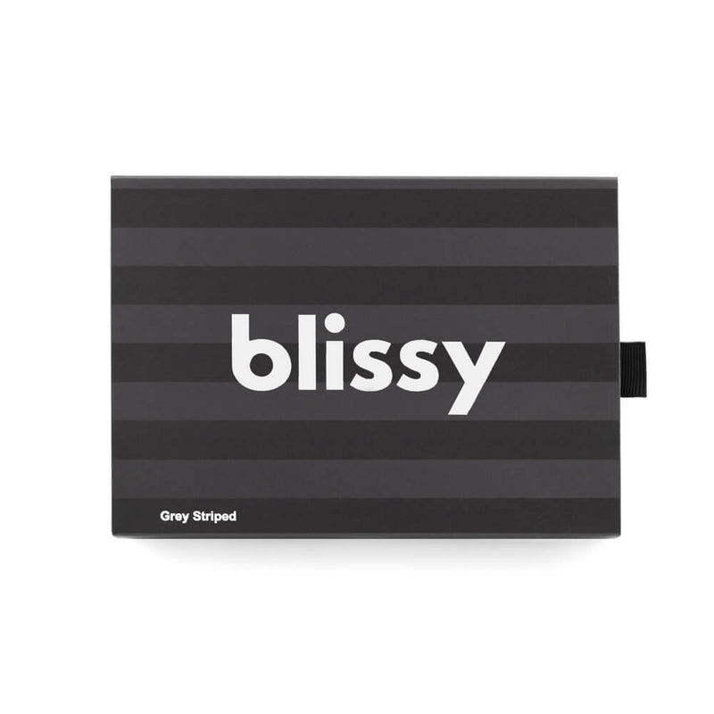 Blissy Queen Grey Striped Pillowcase Lifestyle – Mulberry Silk