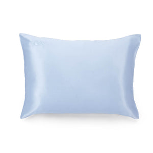Baby Blue Pillowcase Close-Up – Blissy 22 Momme Silk