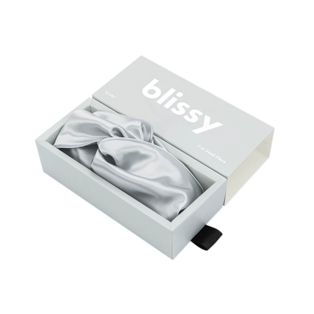Blissy Silver Blissy Head Piece – 22 Momme Mulberry Silk, 100% Silk