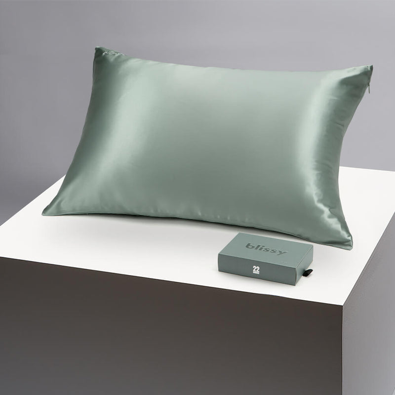 Pillowcase - Matcha - Queen - 100% Pure Mulberry Silk Blissy Silk Pillowcase Close-Up – Blissy 22 Momme Silk